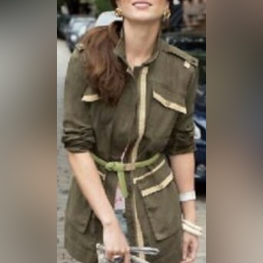 Cabi|Army Green-Olive Utility Anirak Jacket with Beige Accents,cute pockets•••S
